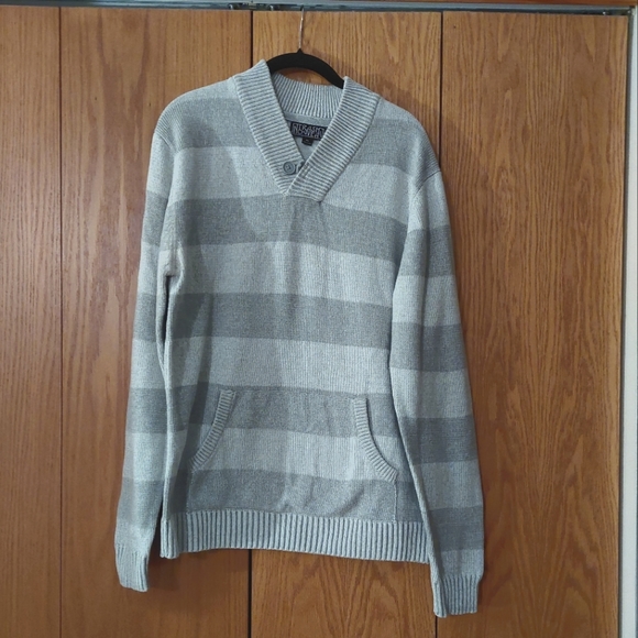 Men's Gray Striped Sweater Brand: Trash Noveau Size XL - Picture 1 of 5